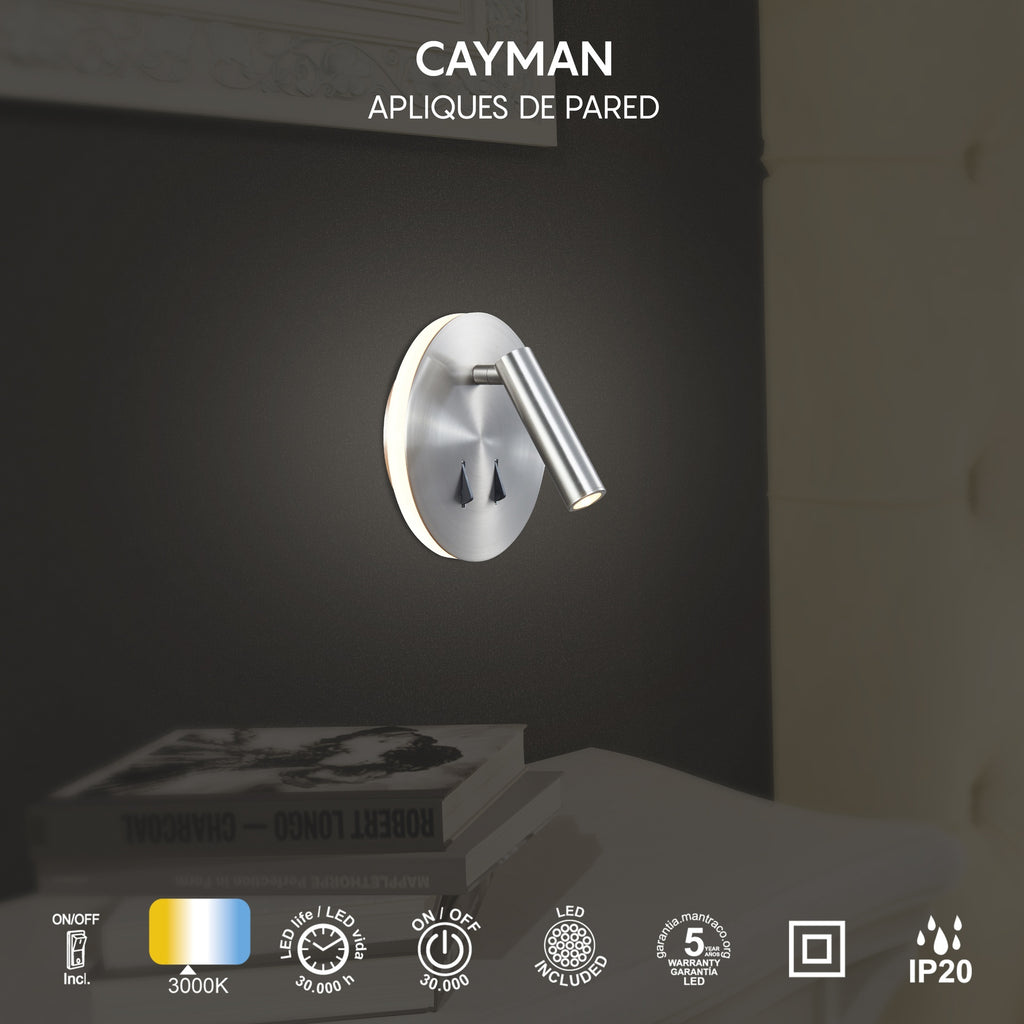 Mantra CAYMAN LED Zidna svjetiljka 3+6W 3000K OKRUGLA KROM