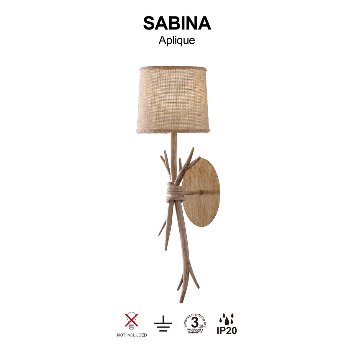 Mantra SABINA zidna svjetiljka 1xE27 65CM BEŽ