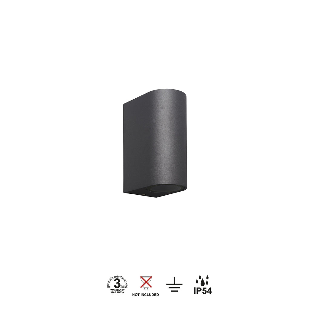 Mantra KANDANCHU vanjska zidna svjetiljka 2xGU10 IP54 150MM ZAOBLJENA ANTRACIT