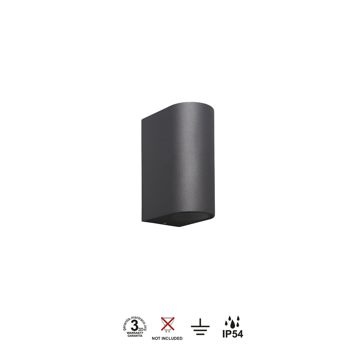 Mantra KANDANCHU vanjska zidna svjetiljka 2xGU10 IP54 150MM ZAOBLJENA ANTRACIT