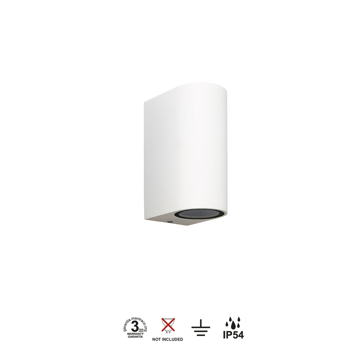 Mantra KANDANCHU vanjska zidna svjetiljka 2xGU10 IP54 150MM ZAOBLJENA BIJELA