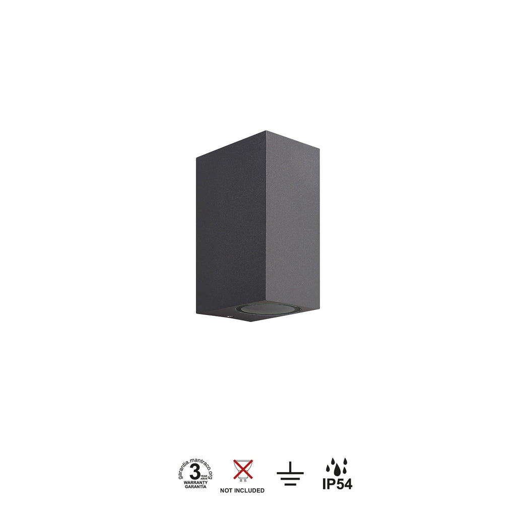 Mantra KANDANCHU vanjska zidna svjetiljka 2xGU10 IP54 150MM PRAVOKUTNA ANTRACIT