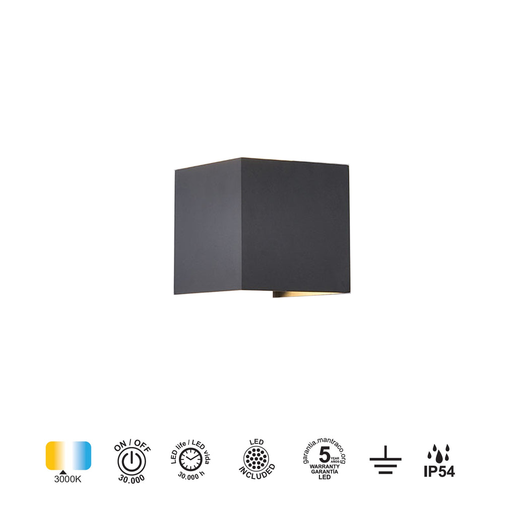 Mantra DAVOS vanjska zidna LED svjetiljka 12W 3000K IP54 100MM TAMNO SIVA