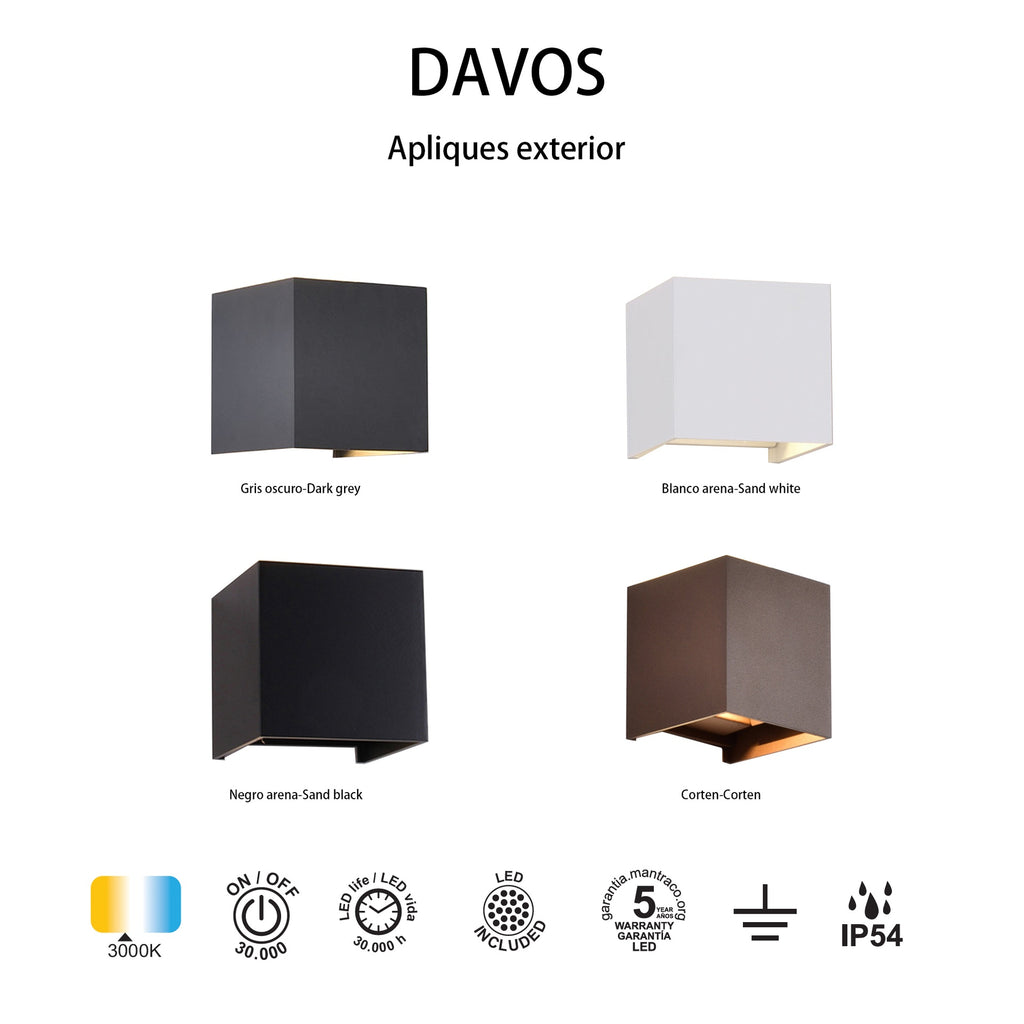 Mantra DAVOS vanjska zidna LED svjetiljka 12W 3000K IP54 100MM BIJELA