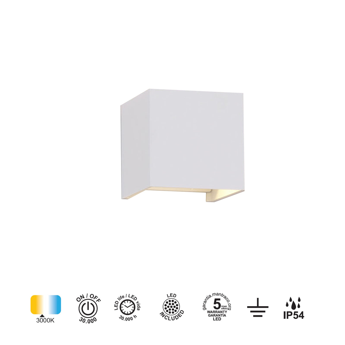 Mantra DAVOS vanjska zidna LED svjetiljka 12W 3000K IP54 100MM BIJELA