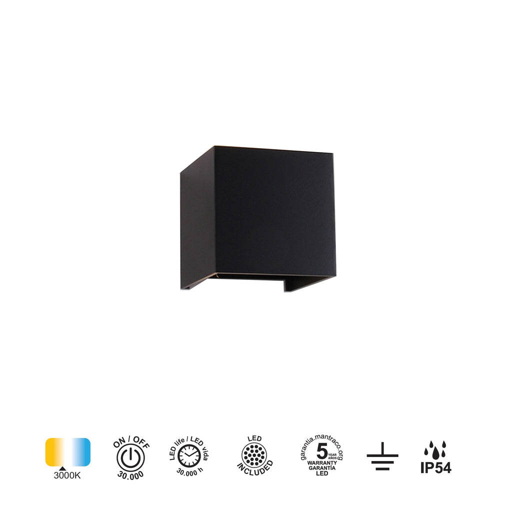 Mantra DAVOS vanjska zidna LED svjetiljka 12W 3000K IP54 100MM CRNA