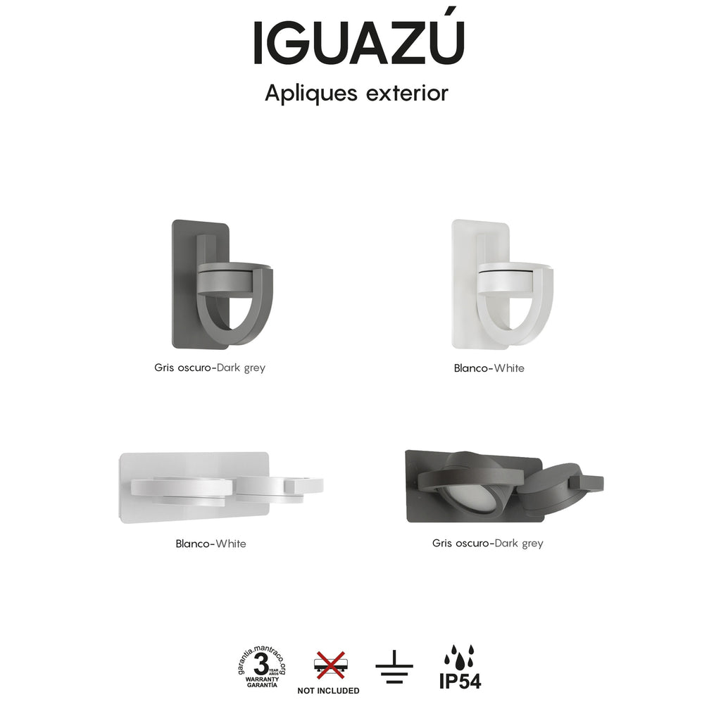 Mantra IGUAZU vanjska zidna svjetiljka 1xGX53 IP54 TAMNO SIVA