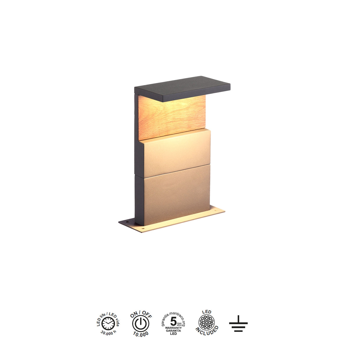 Mantra RUKA vanjska podna LED svjetiljka 13W 3000K IP65 350MM TAMNO SIVA/DRVO