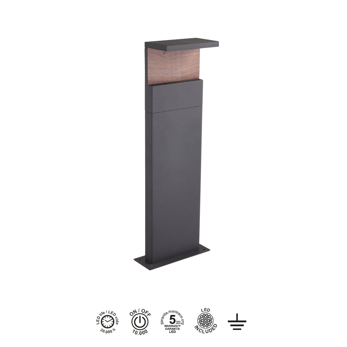 Mantra RUKA vanjska podna LED svjetiljka 13W 3000K IP65 600MM TAMNO SIVA/DRVO
