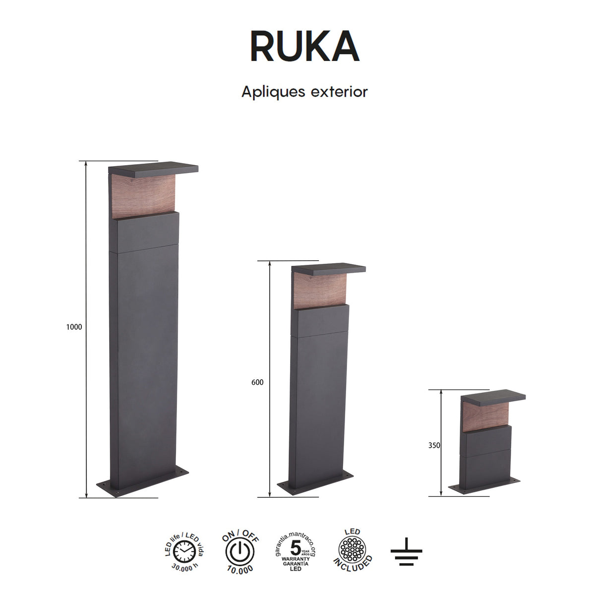Mantra RUKA vanjska podna LED svjetiljka 13W 3000K IP65 1000MM TAMNO SIVA/DRVO