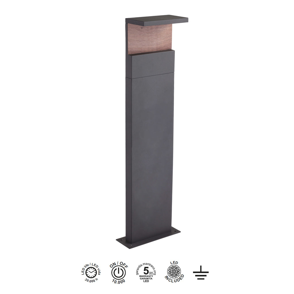 Mantra RUKA vanjska podna LED svjetiljka 13W 3000K IP65 1000MM TAMNO SIVA/DRVO