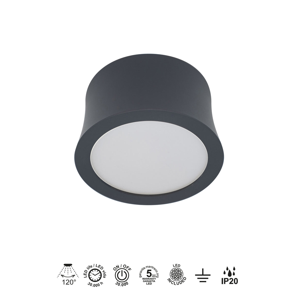 Mantra GOWER STROPNA SVJETILJKA LED 7W 4000K 79MM CRNA