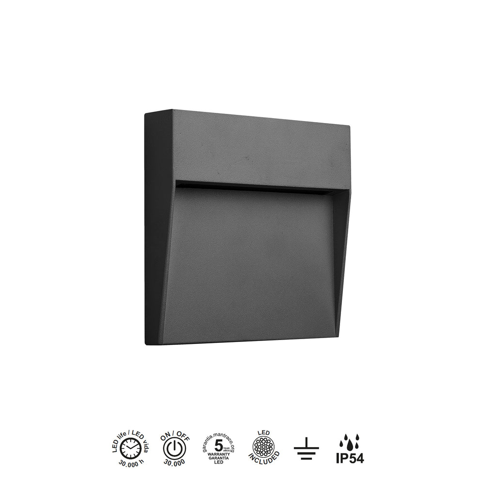 Mantra BAKER vanjska zidna LED svjetiljka 6W 3000K 160MM IP54 TAMNO SIVA