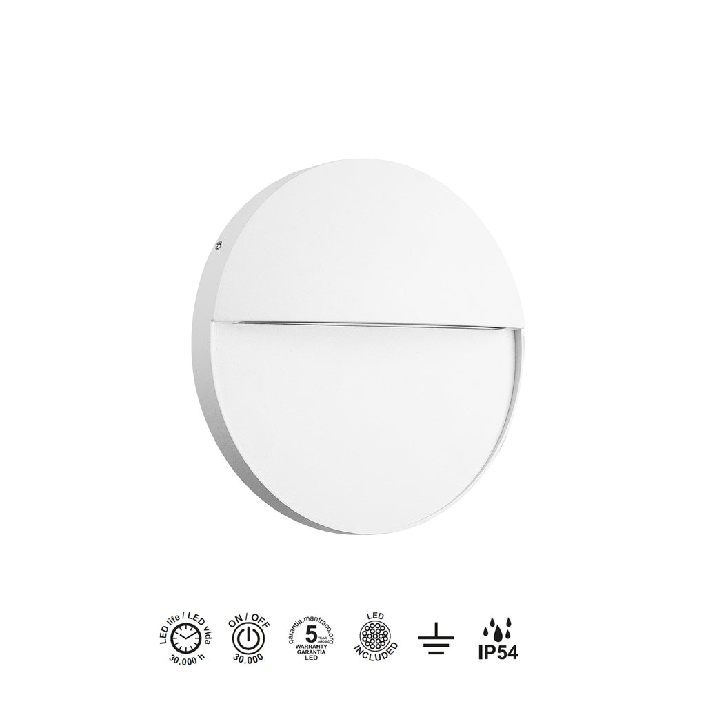 Mantra BAKER vanjska zidna LED svjetiljka 6W 3000K Ø160MM IP54 BIJELA