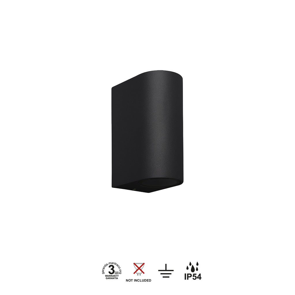 Mantra KANDANCHU vanjska zidna svjetiljka 2xGU10 IP54 150MM ZAOBLJENA CRNA