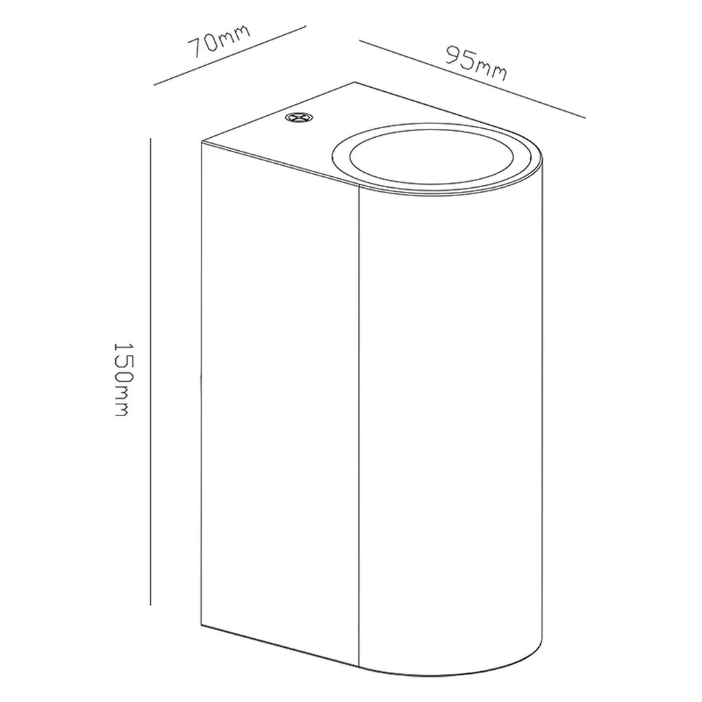 Mantra KANDANCHU vanjska zidna svjetiljka 2xGU10 IP54 150MM ZAOBLJENA CRNA