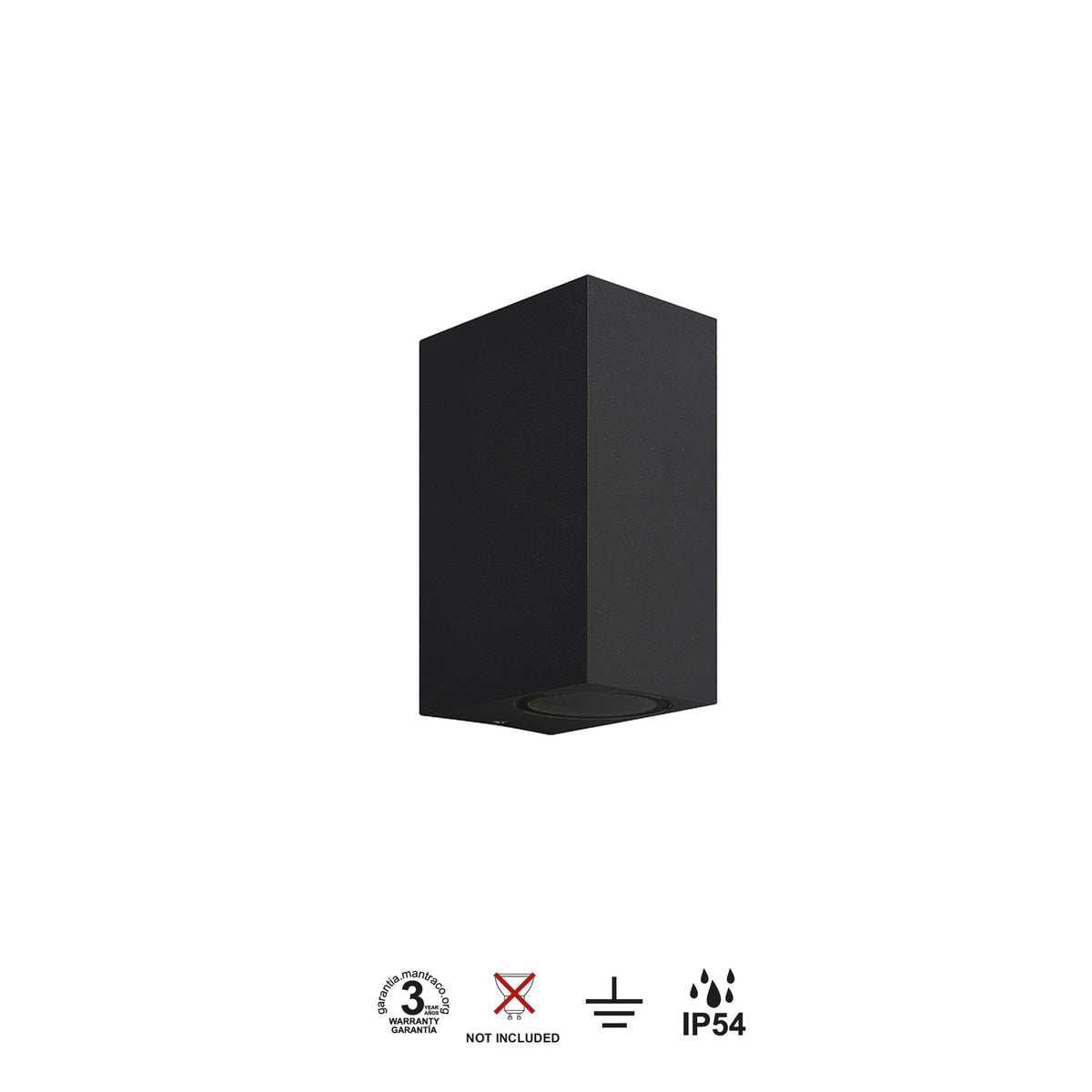Mantra KANDANCHU vanjska zidna svjetiljka 2xGU10 IP54 150MM PRAVOKUTNA CRNA