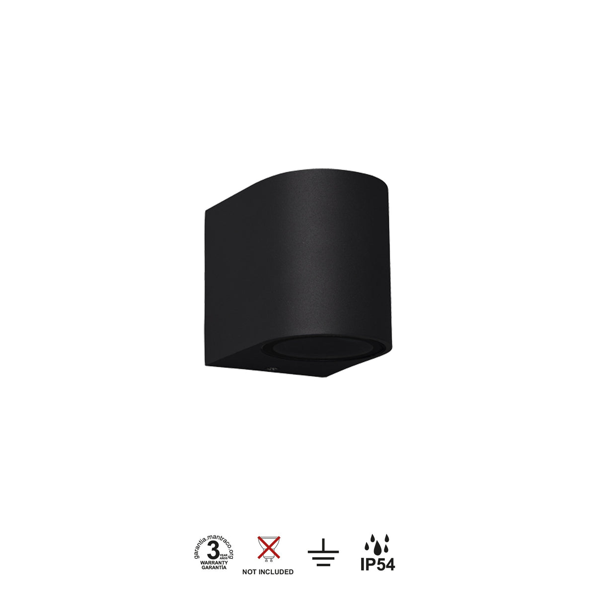 Mantra KANDANCHU vanjska zidna svjetiljka 1xGU10 IP54 80MM ZAOBLJENA CRNA