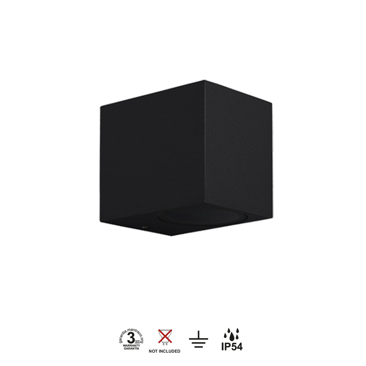 Mantra KANDANCHU vanjska zidna svjetiljka 1xGU10 IP54 80MM PRAVOKUTNA CRNA