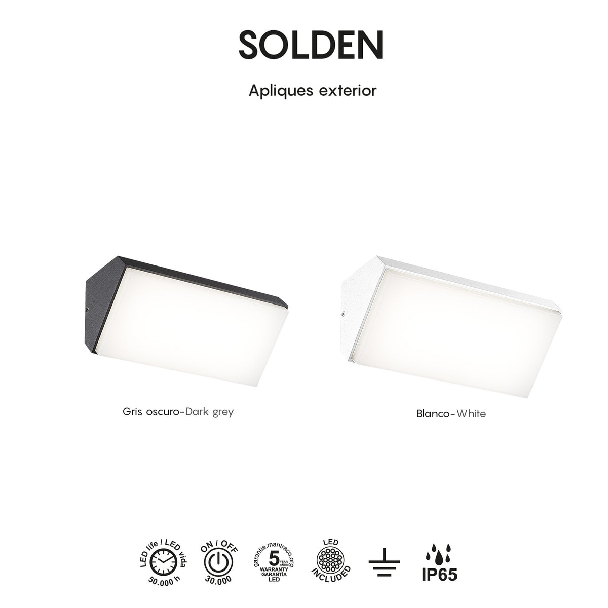 Mantra SOLDEN vanjska zidna LED svjetiljka 9W 3000K 180MM IP65 BIJELA
