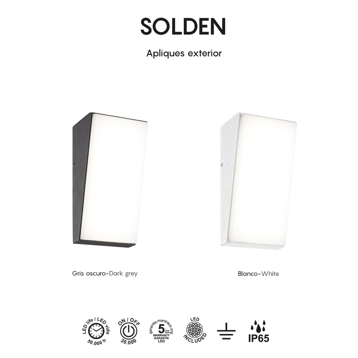 Mantra SOLDEN vanjska zidna LED svjetiljka 9W 3000K IP65 TAMNO SIVA