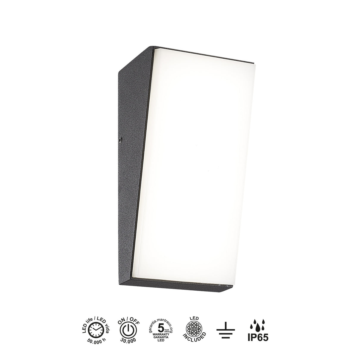 Mantra SOLDEN vanjska zidna LED svjetiljka 9W 3000K IP65 TAMNO SIVA