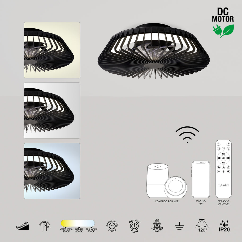 Mantra HIMALAYA LED stropni ventilator 63cm CRNI
