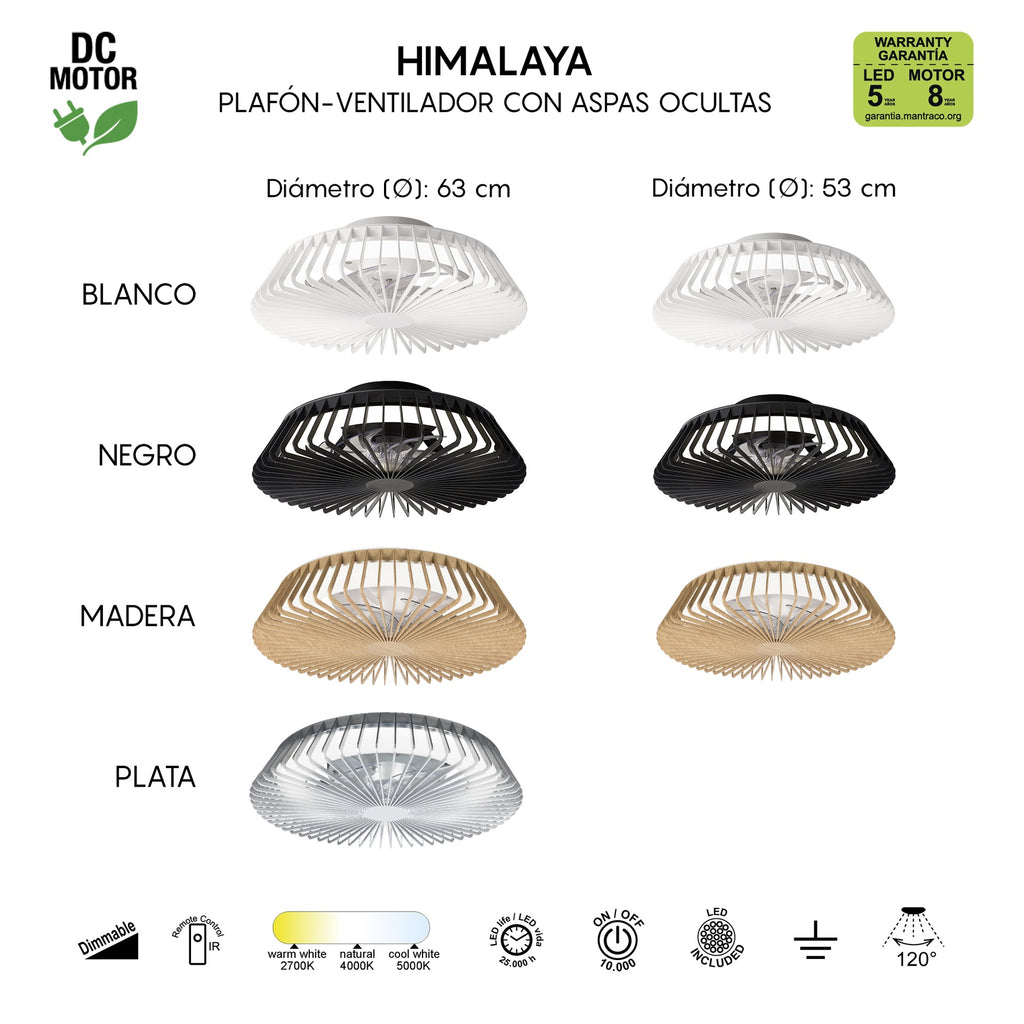 Mantra HIMALAYA LED stropni ventilator 63cm DRVO/BIJELA