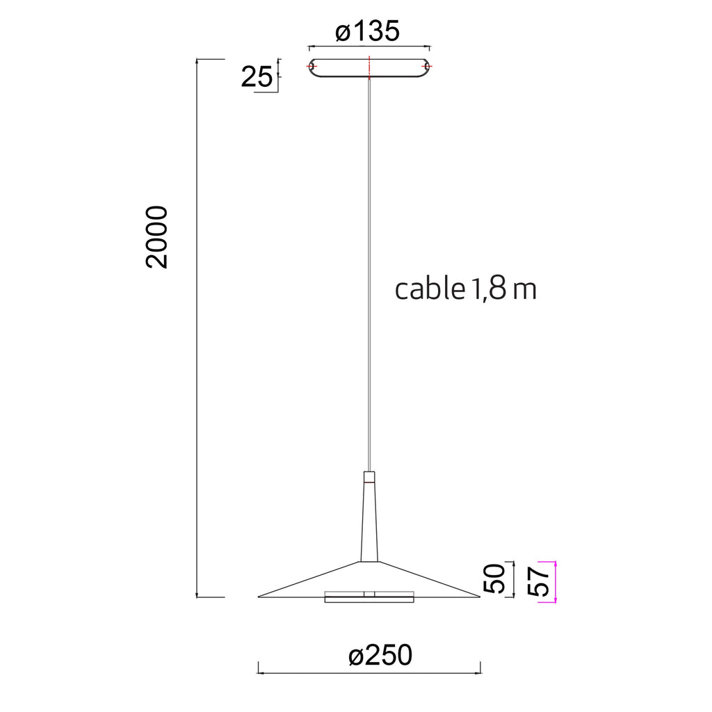 Mantra ORION LED Viseća lampa 8W 3000K Ø250mm CRNA