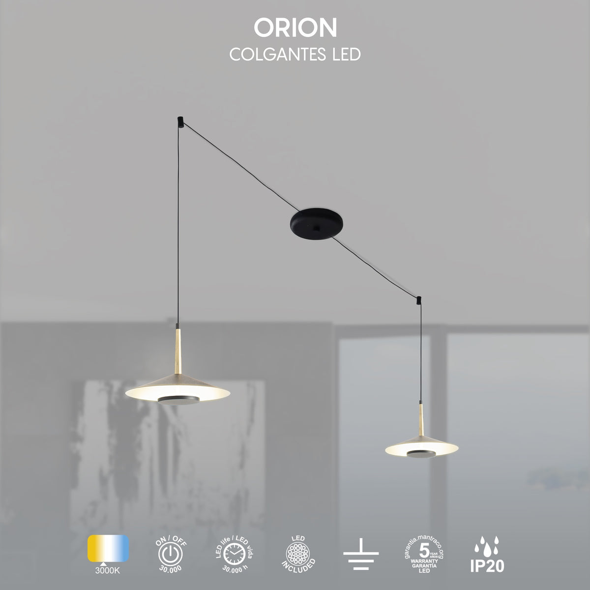 Mantra ORION LED Viseća lampa 16W 3000K CRNA