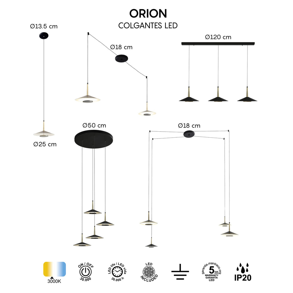 Mantra ORION LED Viseća lampa 32W 3000K CRNA