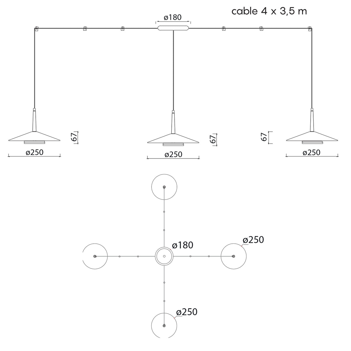Mantra ORION LED Viseća lampa 32W 3000K CRNA