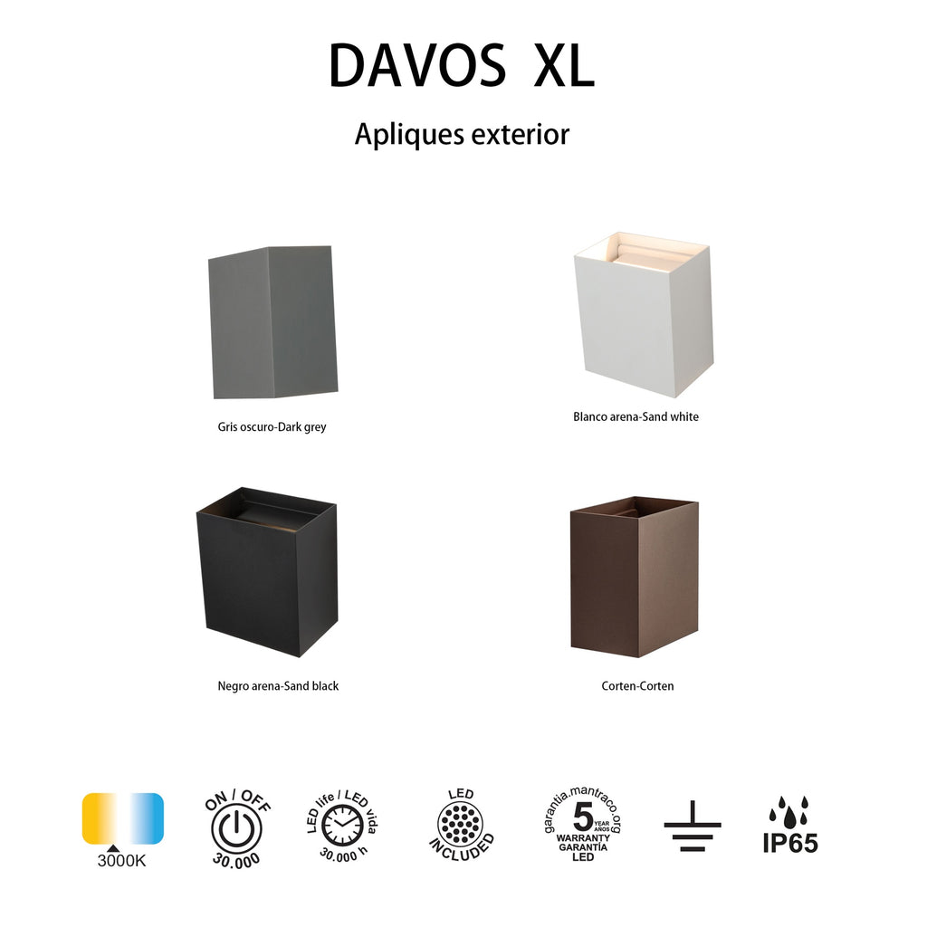 Mantra DAVOS vanjska zidna LED svjetiljka 20W 3000K IP65 150MM TAMNO SIVA