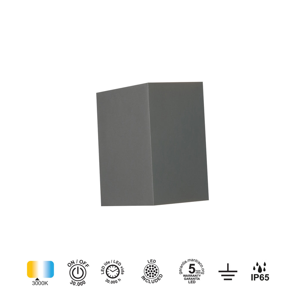 Mantra DAVOS vanjska zidna LED svjetiljka 20W 3000K IP65 150MM TAMNO SIVA