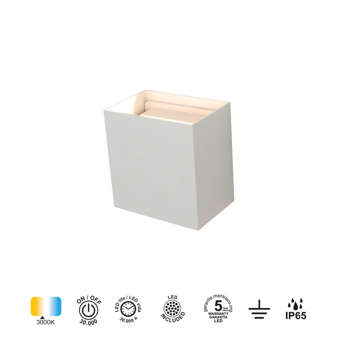 Mantra DAVOS vanjska zidna LED svjetiljka 20W 3000K IP65 150MM BIJELA