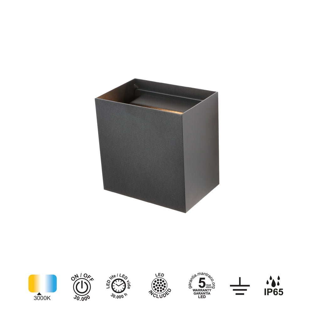 Mantra DAVOS vanjska zidna LED svjetiljka 20W 3000K IP65 150MM CRNA
