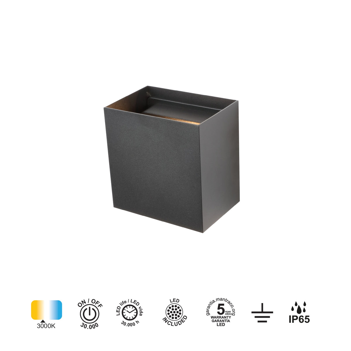 Mantra DAVOS vanjska zidna LED svjetiljka 20W 3000K IP65 150MM CRNA