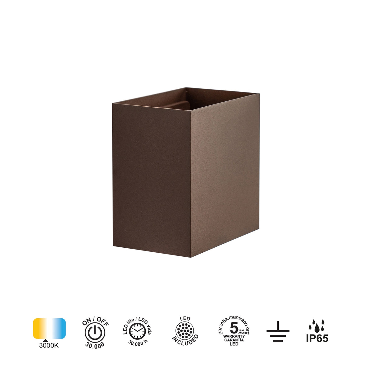 Mantra DAVOS vanjska zidna LED svjetiljka 20W 3000K IP65 150MM SMEĐA