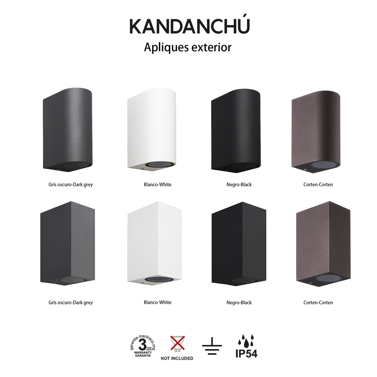 Mantra KANDANCHU vanjska zidna svjetiljka 2xGU10 IP54 150MM PRAVOKUTNA SMEĐA