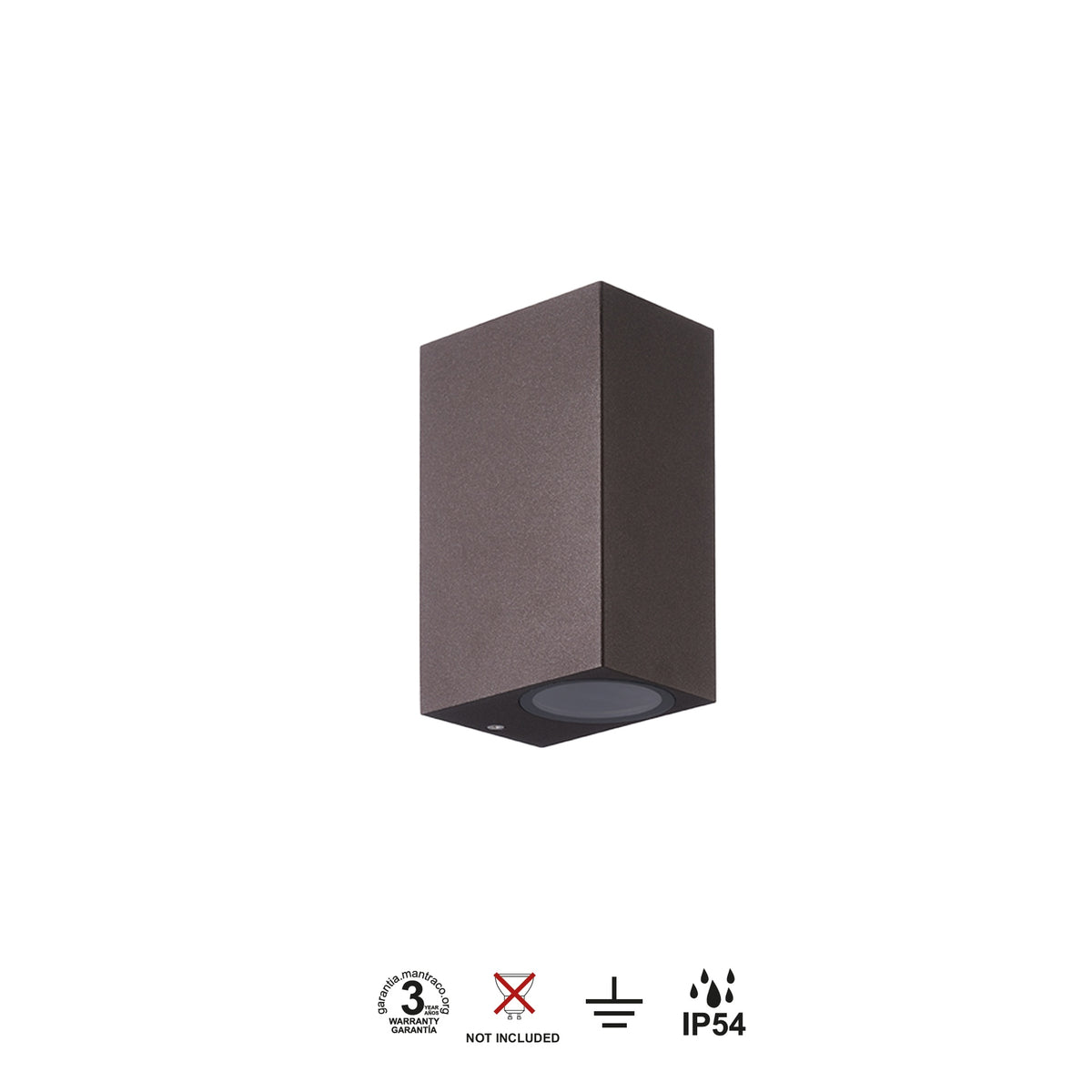 Mantra KANDANCHU vanjska zidna svjetiljka 2xGU10 IP54 150MM PRAVOKUTNA SMEĐA