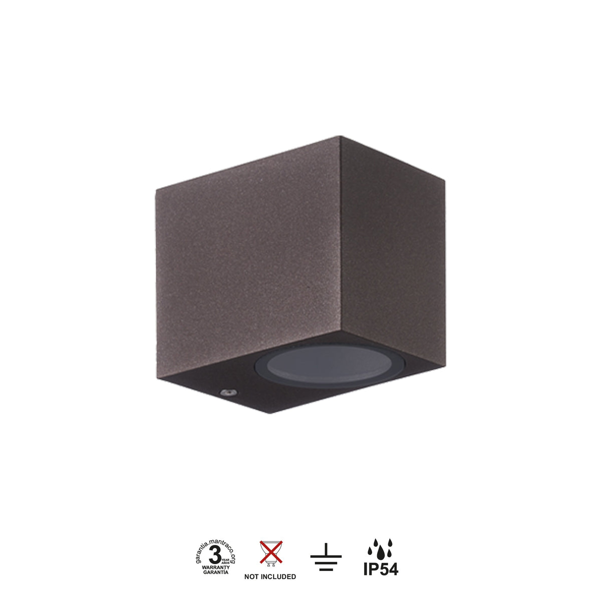 Mantra KANDANCHU vanjska zidna svjetiljka 1xGU10 IP54 80MM PRAVOKUTNA SMEĐA