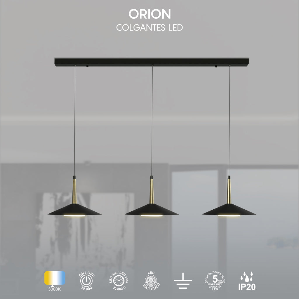 Mantra ORION LED Viseća lampa 24W 3000K 1200mm CRNA