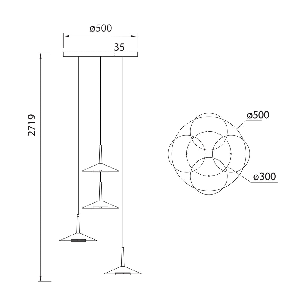 Mantra ORION LED Viseća lampa 32W 3000K Ø500mm CRNA