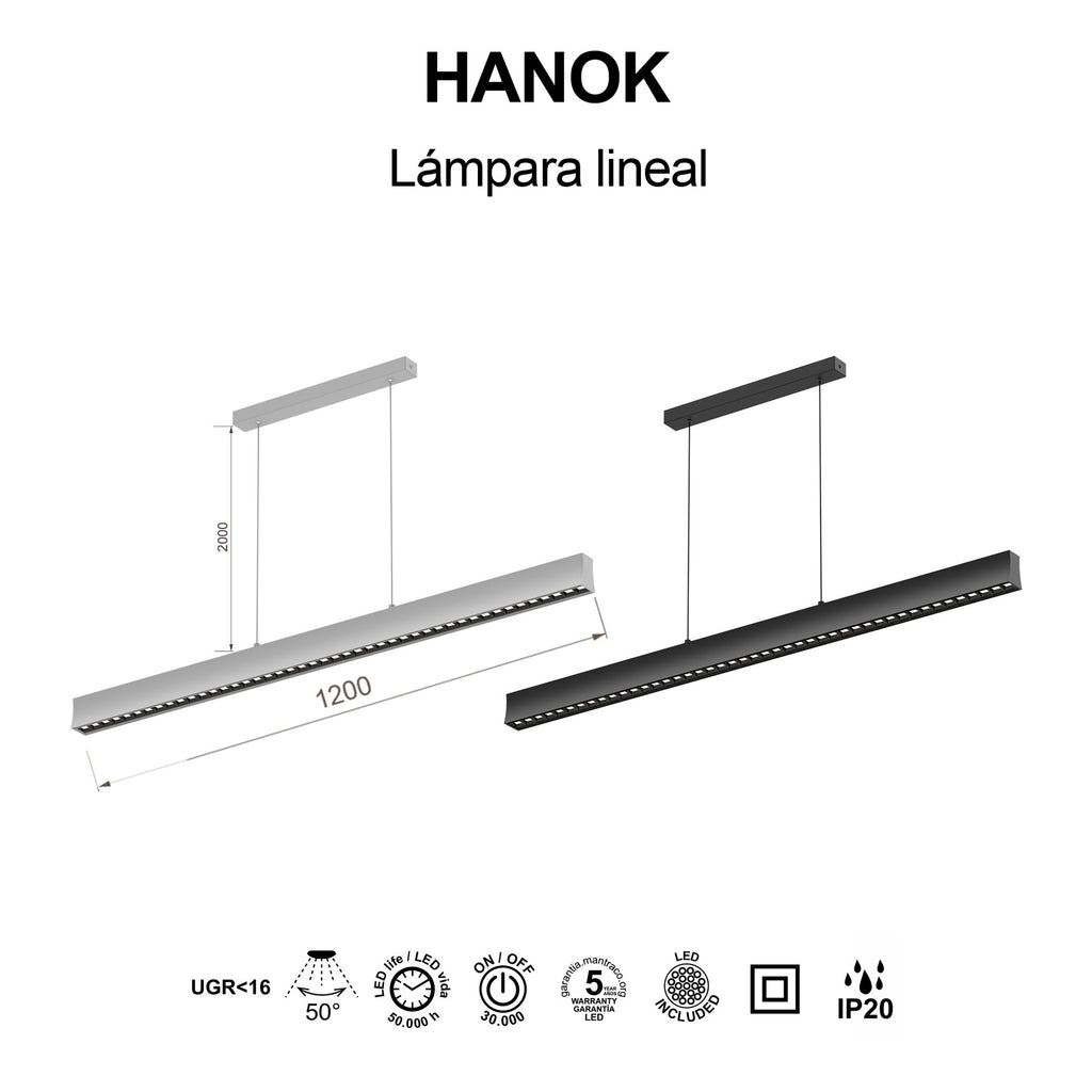 Mantra HANOK linearna svjetiljka LED 38W 3000K 50º 120cm, CRNA
