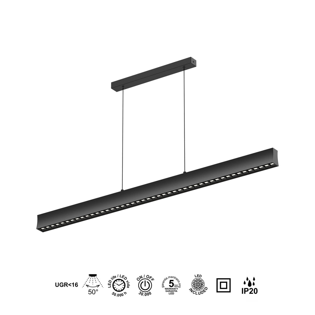 Mantra HANOK linearna svjetiljka LED 38W 3000K 50º 120cm, CRNA