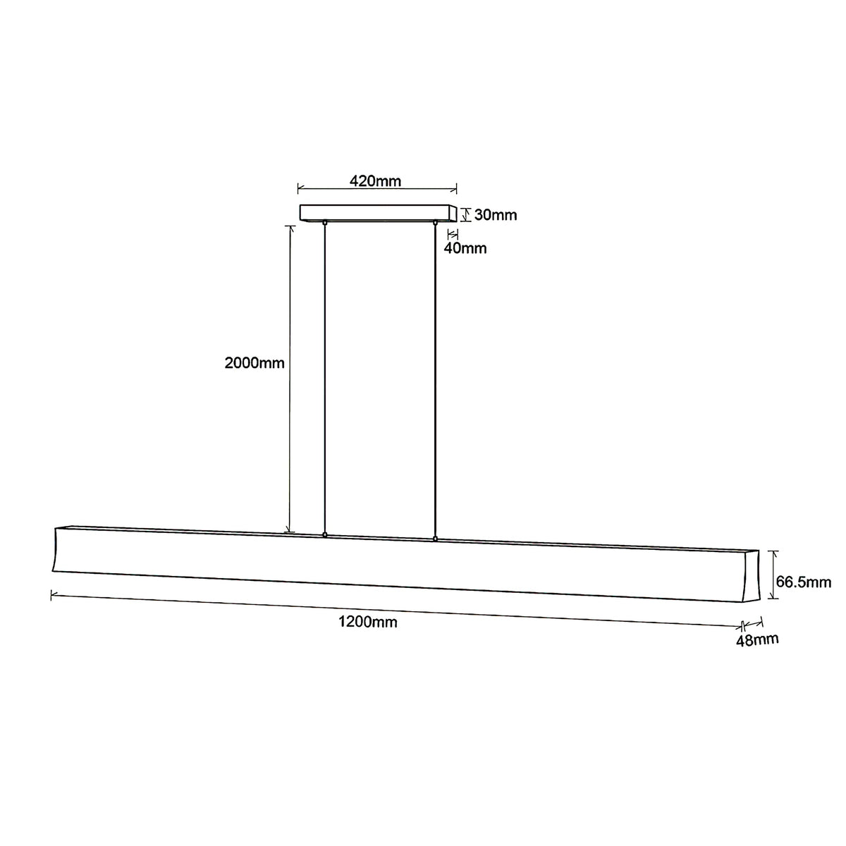 Mantra HANOK linearna svjetiljka LED 38W 4000K 110º 120cm, CRNA