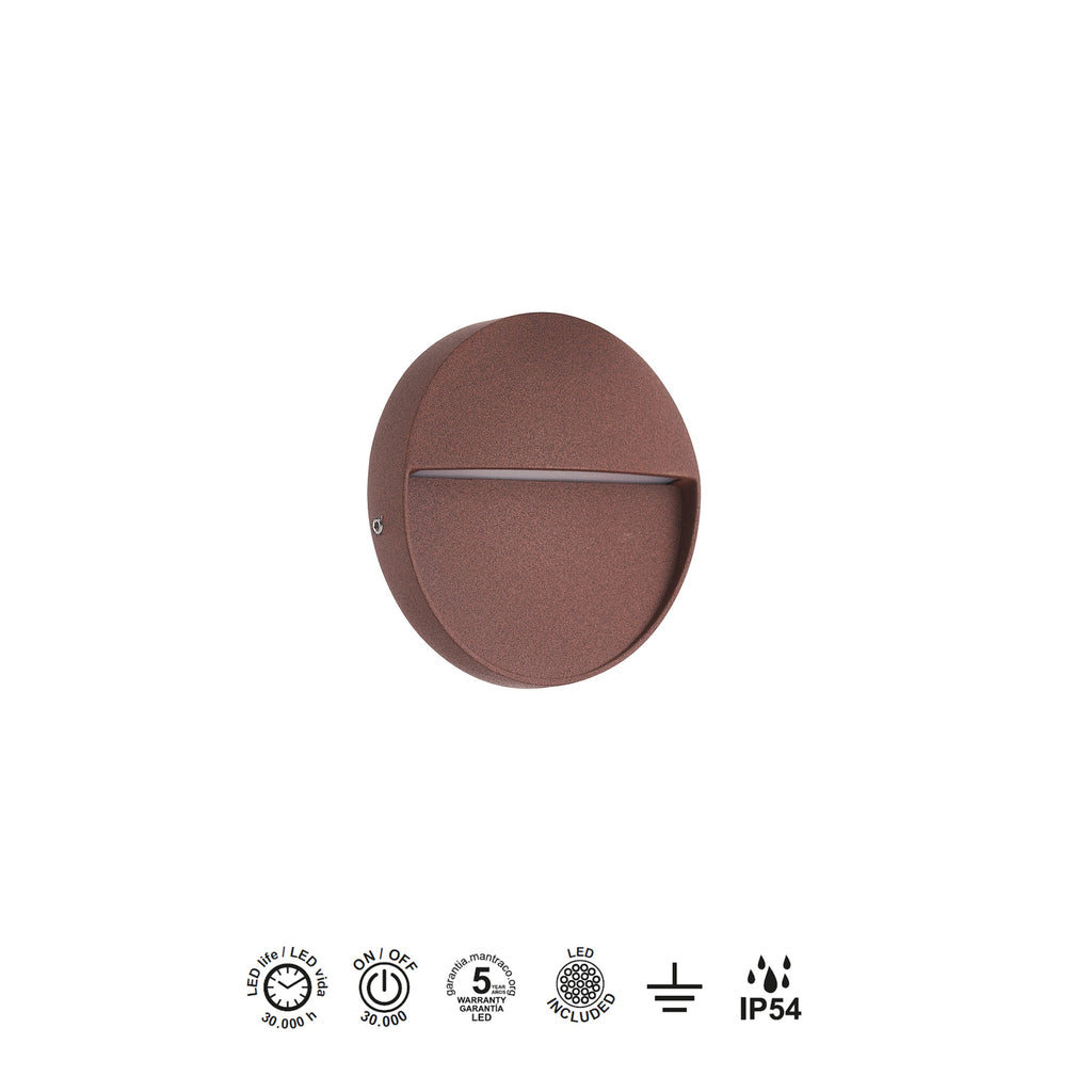 Mantra BAKER vanjska zidna LED svjetiljka 3W 3000K Ø110MM IP54 SMEĐA