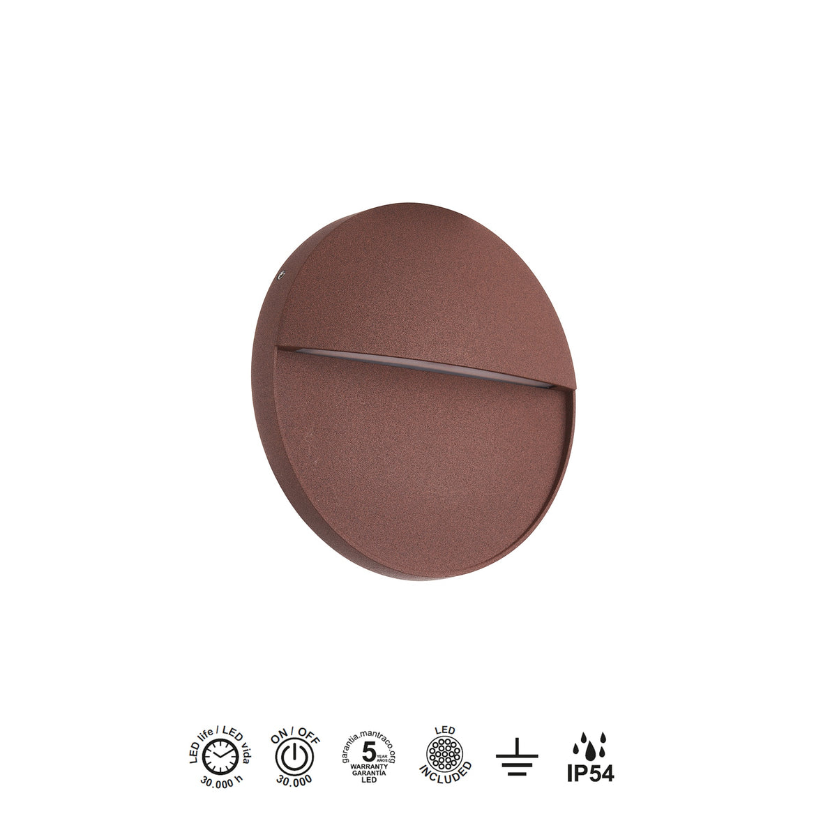 Mantra BAKER vanjska zidna LED svjetiljka 6W 3000K Ø160MM IP54 SMEĐA
