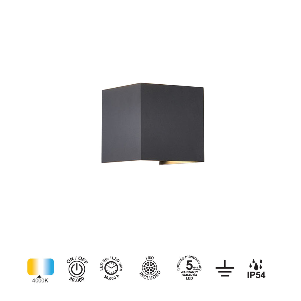 Mantra DAVOS vanjska zidna LED svjetiljka 12W 4000K IP54 100MM TAMNO SIVA