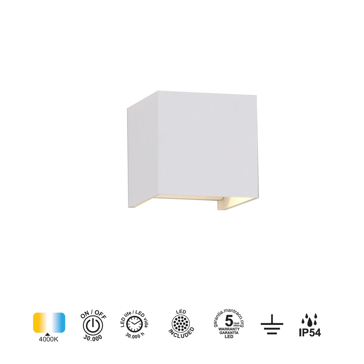 Mantra DAVOS vanjska zidna LED svjetiljka 12W 4000K IP54 100MM BIJELA